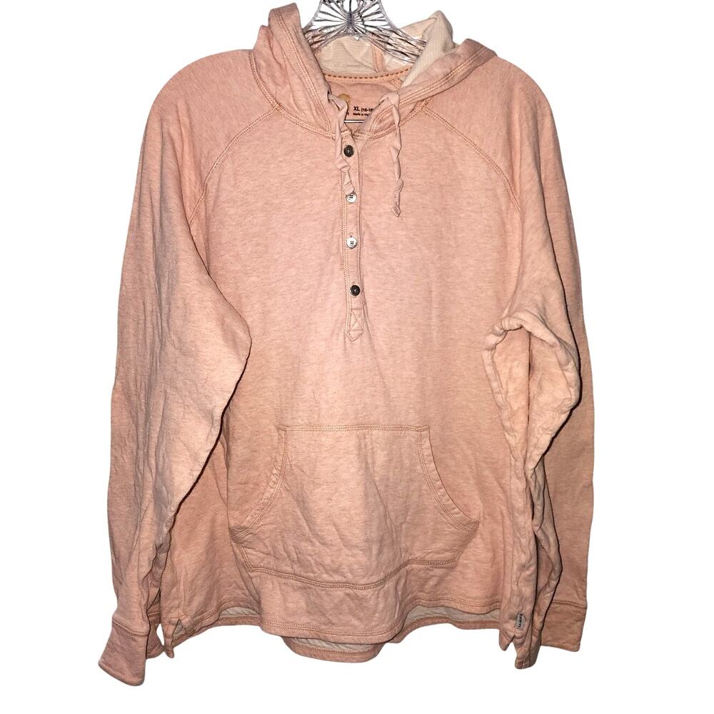 Carhartt Pink Heathered Pullover Kangaroo Pocket Hooded Sweatshirt Size XL
